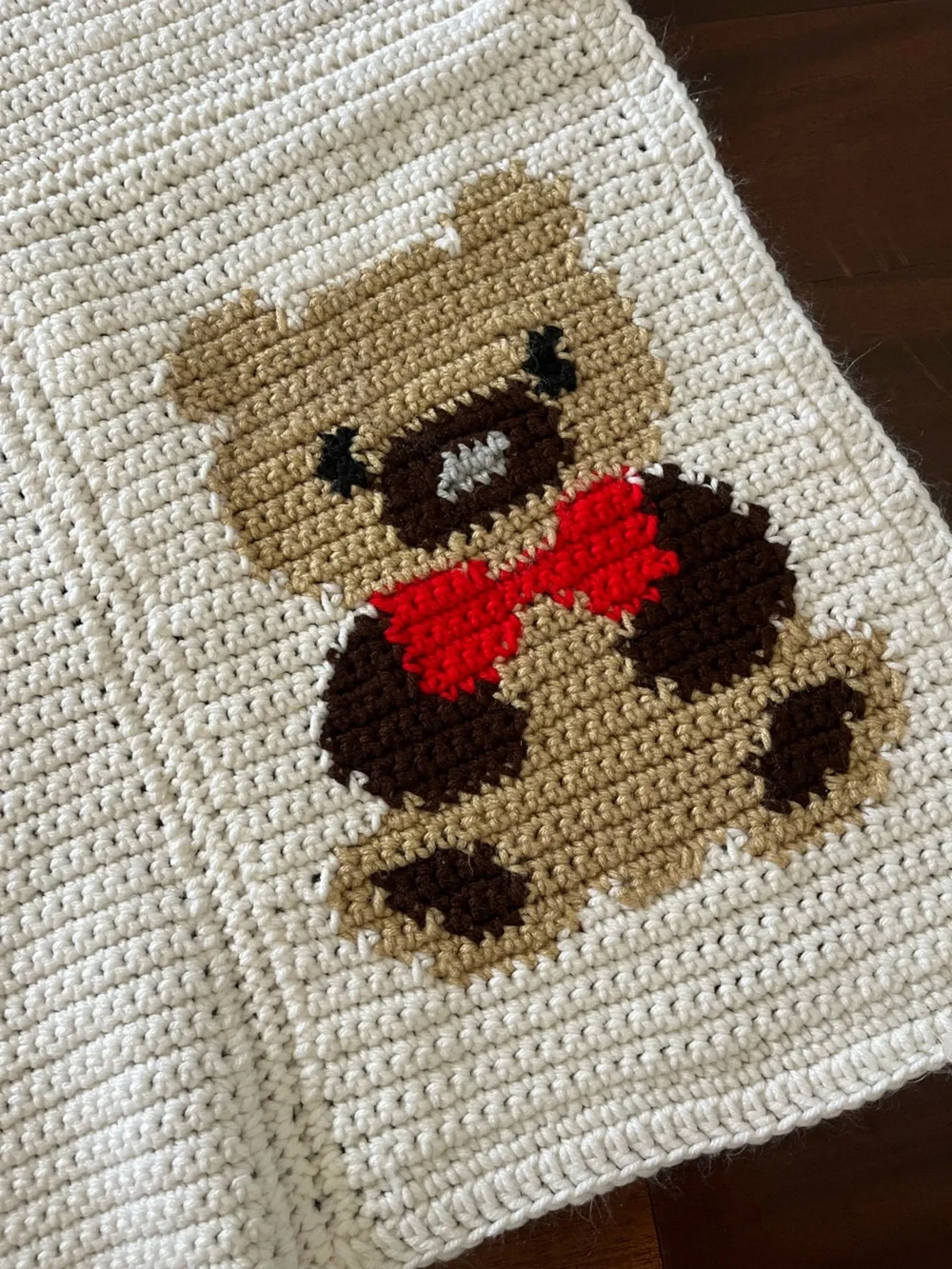 Teddy Bear Bow tie crochet blanket baby toddler cute kawaii sweet adorable 🐻